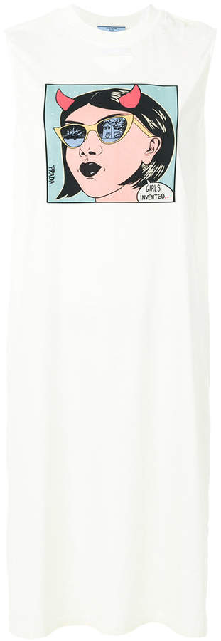 comic motif jersey dress