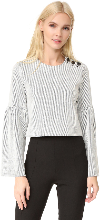 Bell Sleeve Ribbed Knit Top