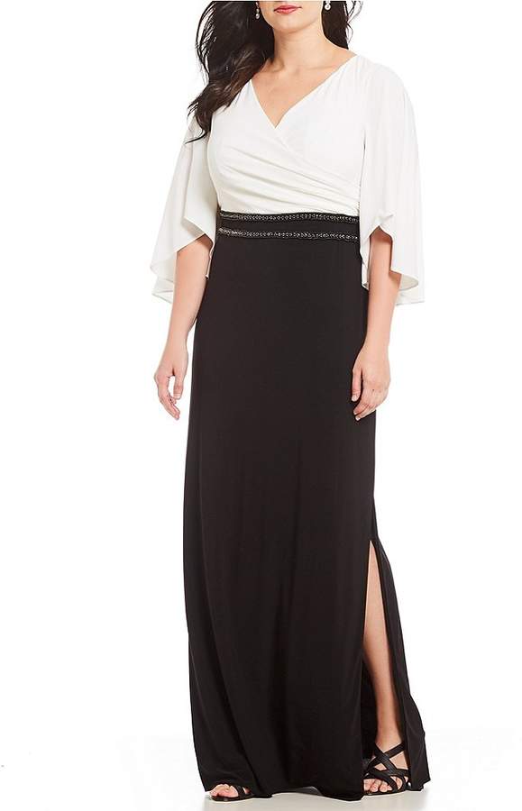 Adrianna Papell Plus Size Color Blocked Jersey Gown
