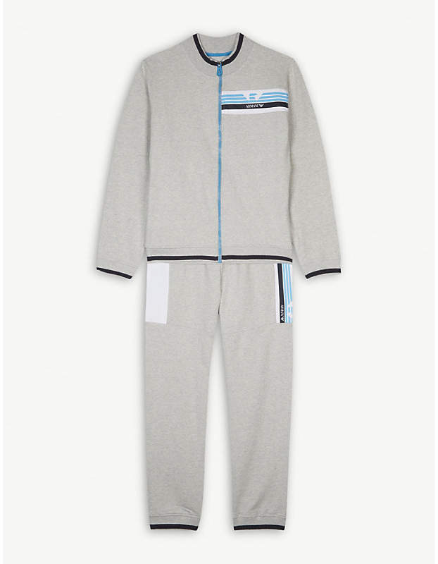 Eagle-striped cotton-blend tracksuit 4-16 years