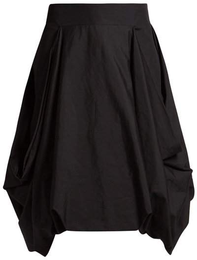 Draped-pocket pleated skirt
