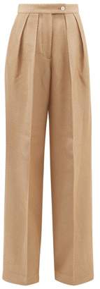 Acne Studios Pristine Pleated Wool Blend Wide Leg Trousers - Womens - Beige