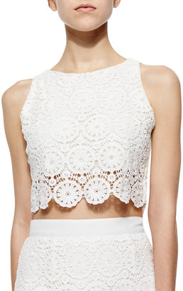 Miguelina Rosi Floral-Lace Crop Top
