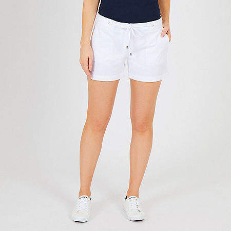 Drawstring-Front Solid Stretch Shorts - 4