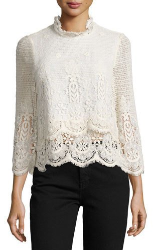 Scalloped Lace Top, Ivory