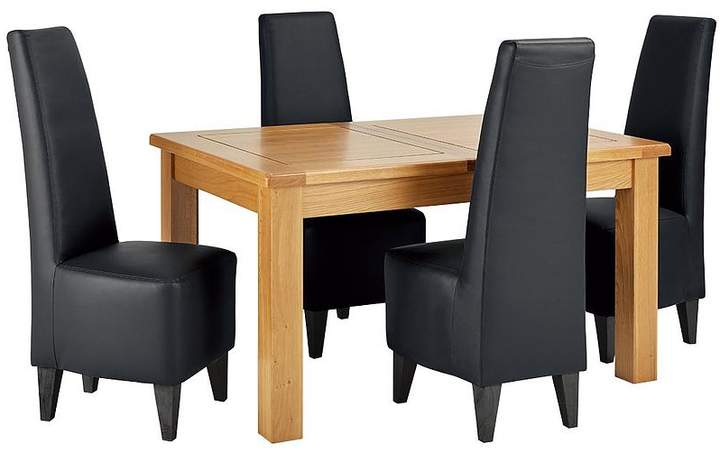 Oakland 140 - 180 Cm Solid Wood Extending Dining Table + 4 Manhattan Chairs