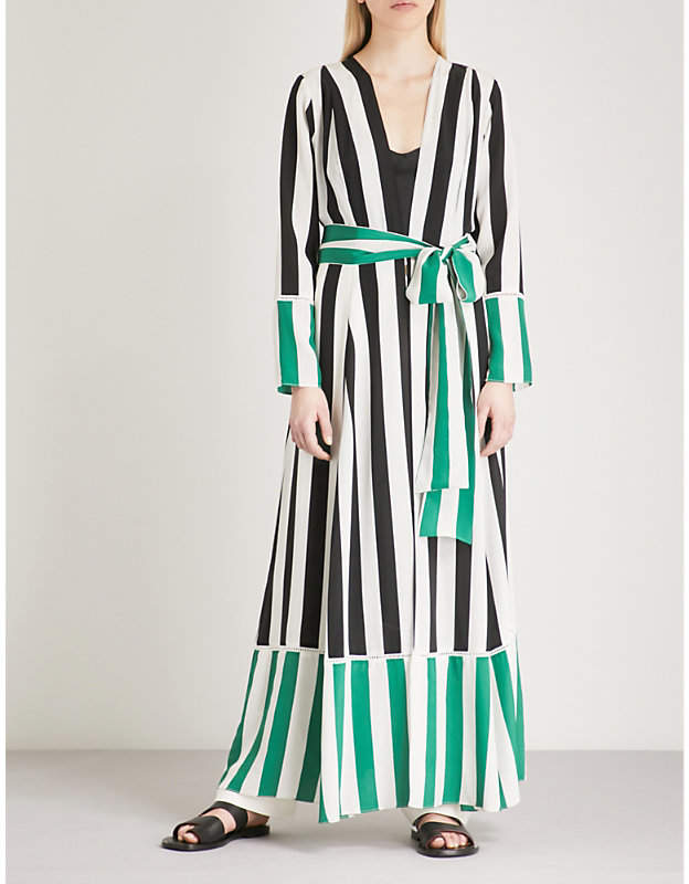 WE ARE LEONE Striped silk maxi jacket