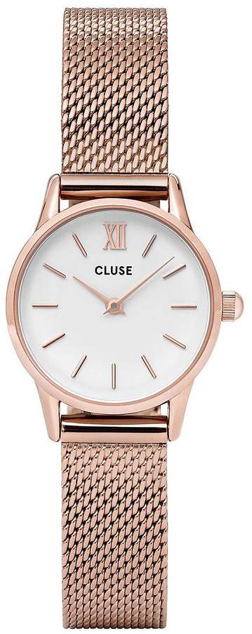 La Vedette Rose Gold Case With White Dial And Rose Gold Mesh Strap Ladies Watch