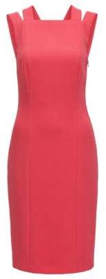 Tailored crinkle-crepe dress crossed back straps 4 Open Pink