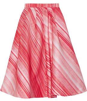 Striped Satin Midi Skirt