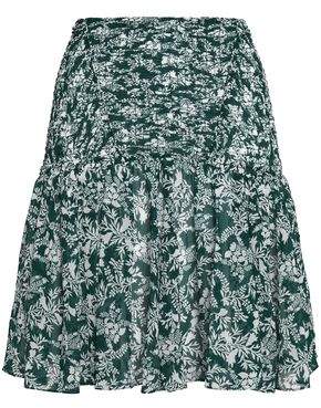 Shirred Floral-Print Chiffon Mini Skirt