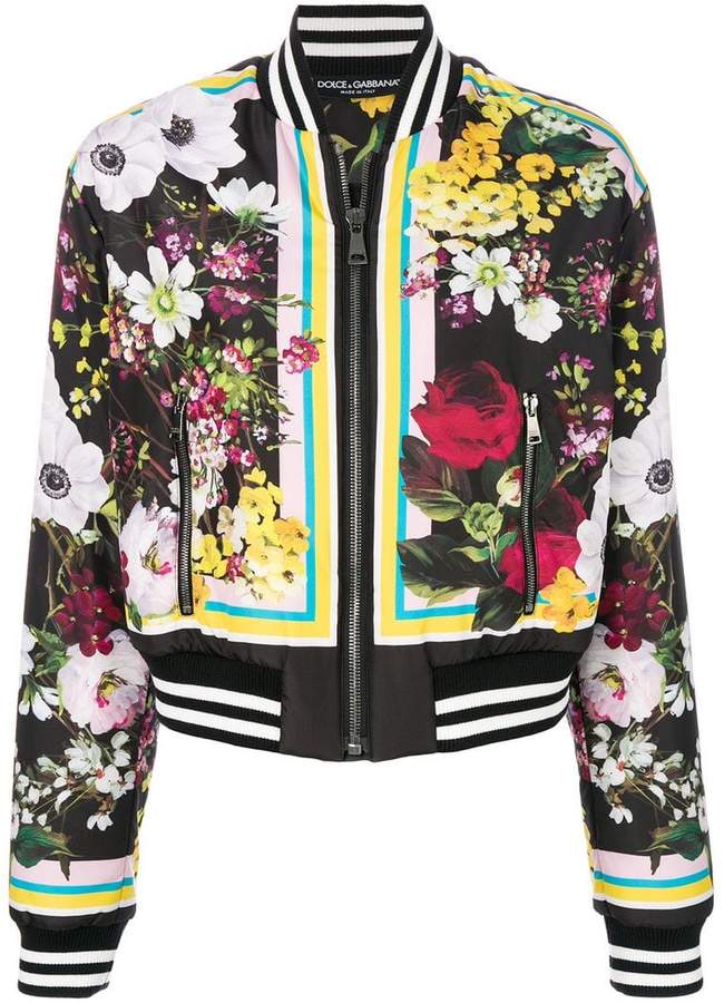 Floral Bouquet printed bomber jacket