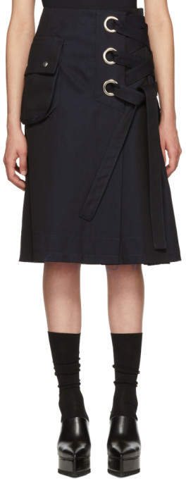Black Cotton Twill Skirt