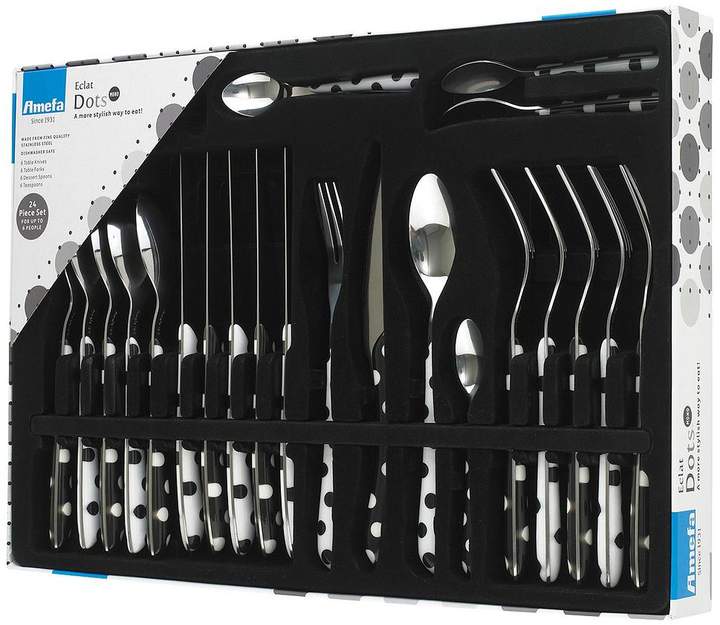 Eclat Dotty Black & White 24-piece Cutlery Set