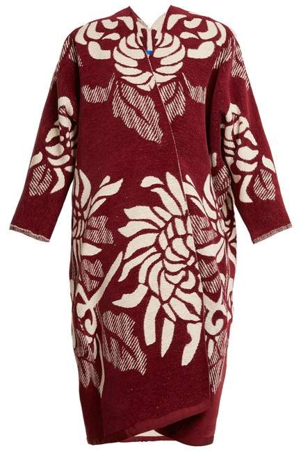 MARIT ILISON Reversible floral-jacquard cotton-chenille coat