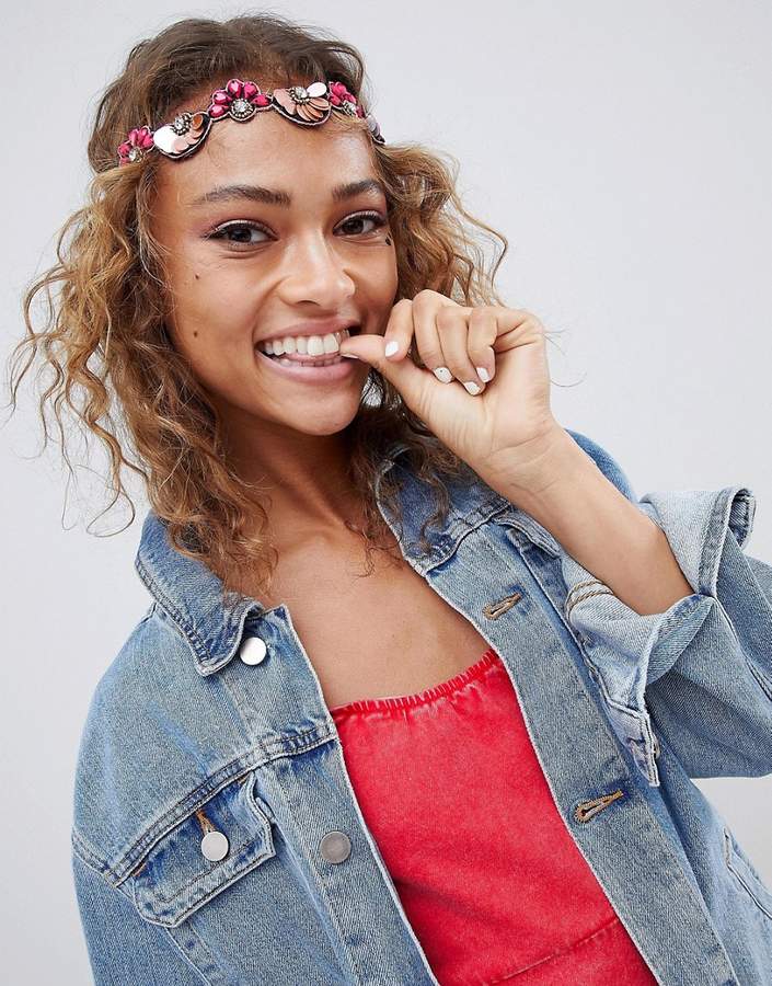 DESIGN Jewel Bead And Metallic Disc Headband