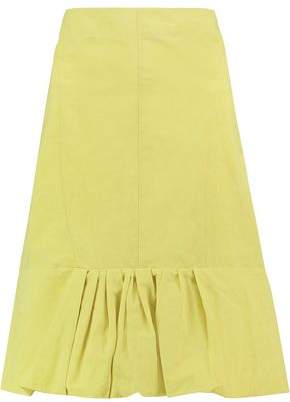 Pleated Cotton-Blend Skirt