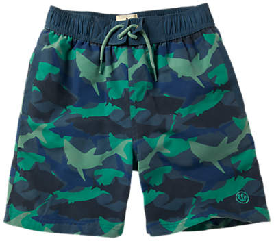 Boys' Shark Camouflage Print Board Shorts, Navy