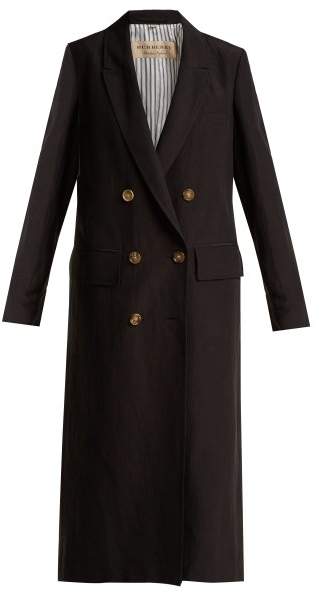Parwood double-breasted linen-blend coat