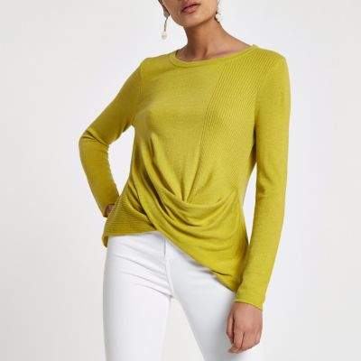 Womens Lime twist front top