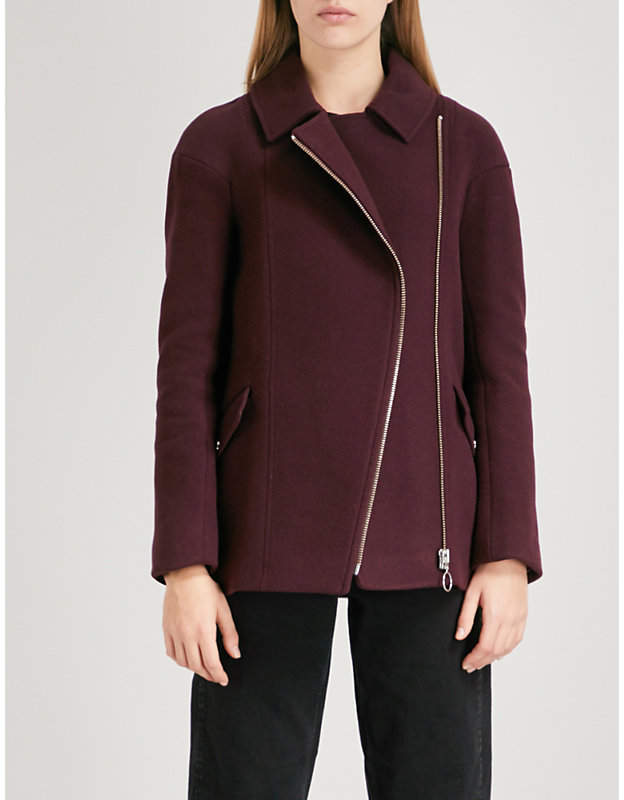 Maddie wool-blend biker coat