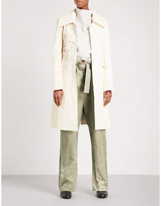 Cherevichkiotvichki Paint-splattered leather coat