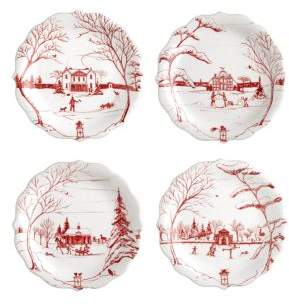 Set of Four Country Estate Holiday Party Plates