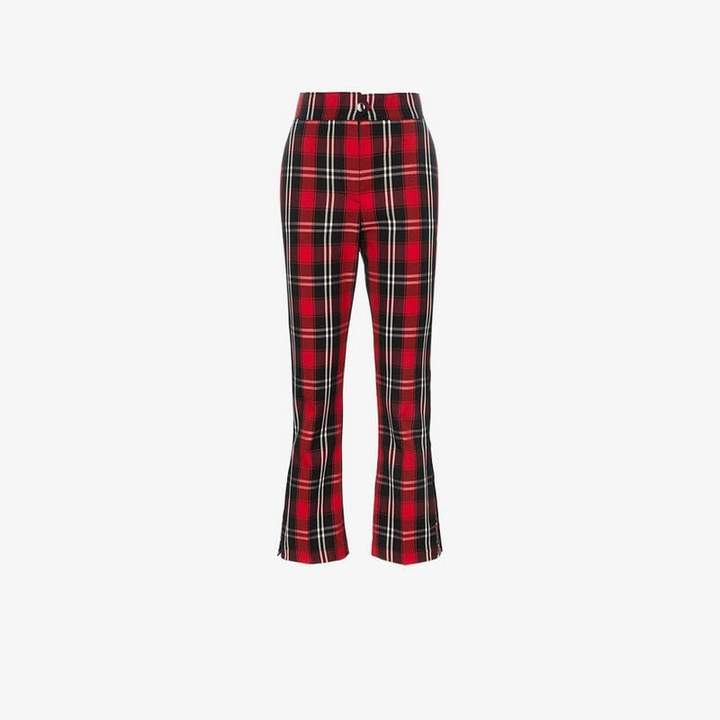 check kick flare trousers