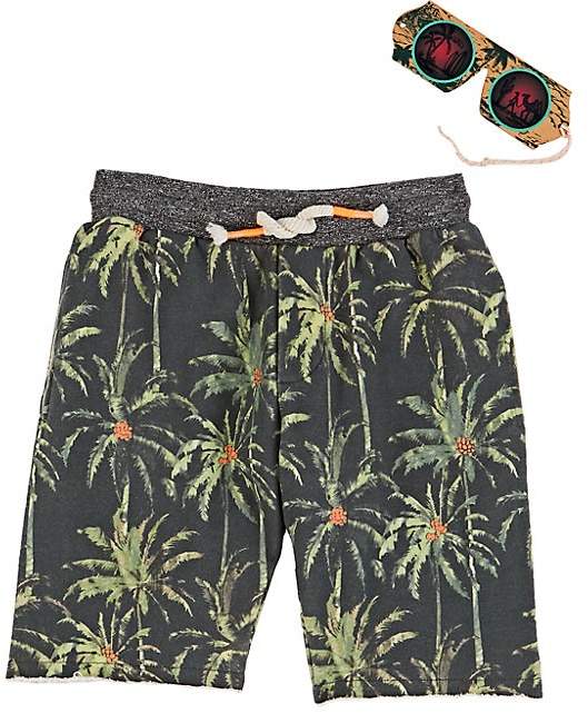 Kids' Palm-Tree-Print Cotton French Terry Shorts