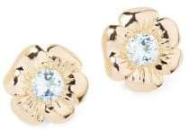 18K Yellow Gold Topaz Pansy Earring