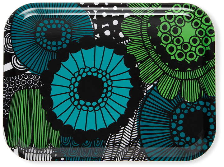 Pieni Siirtolapuutarha Tablett 27 x 20 cm, graublau / grün