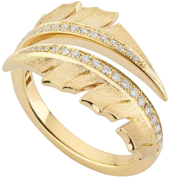 Yellow Gold Magnipheasant Pavé Diamond Split Ring