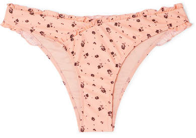 Peony - Floral-print Bikini Briefs - Pastel pink