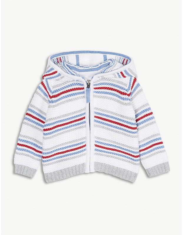 The Little White Company Striped cotton knitted hoody 0-24 months