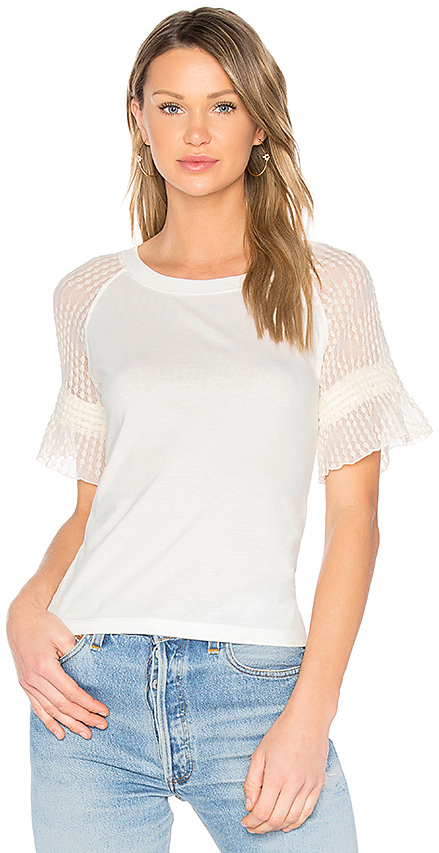 Lace Sleeve Top in White