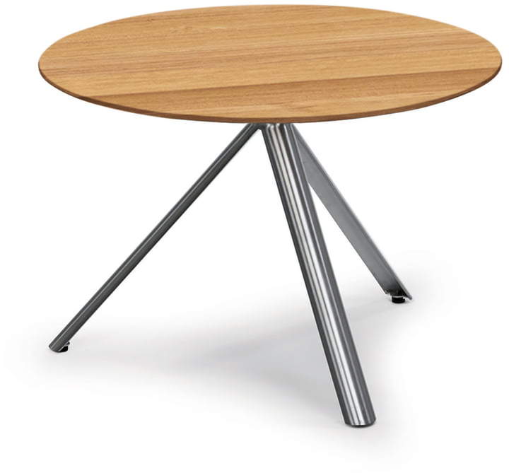 Weishäupl - Trio Beistelltisch rund, Ø 65 cm, Edelstahl / Teak massiv
