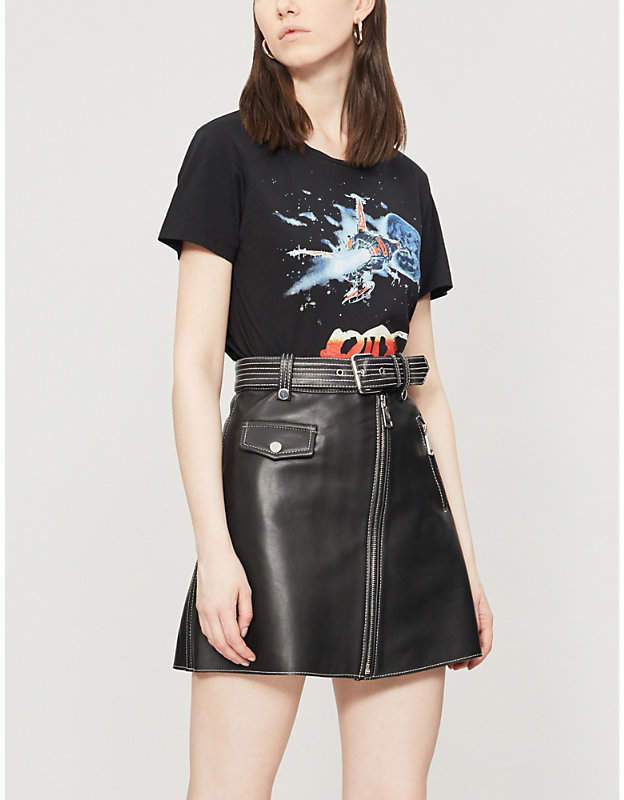 Jouki A-line leather skirt