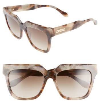 Avalon 55Mm Gradient Lens Square Sunglasses - Brown Marble/ Brown Fade