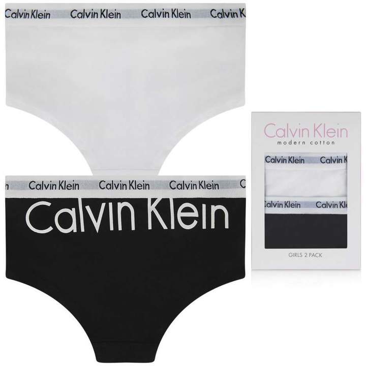 Calvin KleinGirls White & Black Shorty Knickers Set