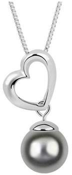 Blue Pearls Kettenanhänger Herz-Halskette Schwarze Perle und Rhodium überzogen