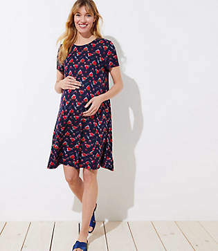 Petite Maternity Ikat Short Sleeve Swing Dress