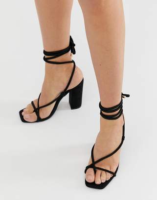 Ankle Tie Black Heels - ShopStyle