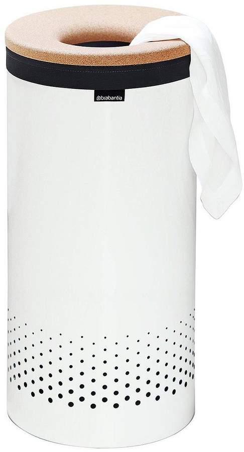 Laundry Bin 60-Litre With Cork Lid And Removable Laundry Bag - White