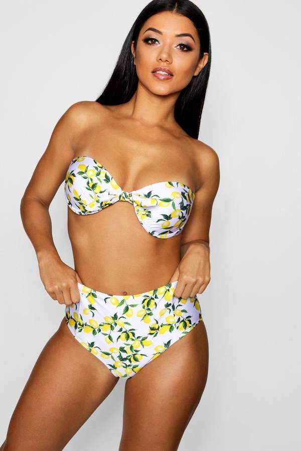 Greece Lemon Print Underwired High Waisted Bikini