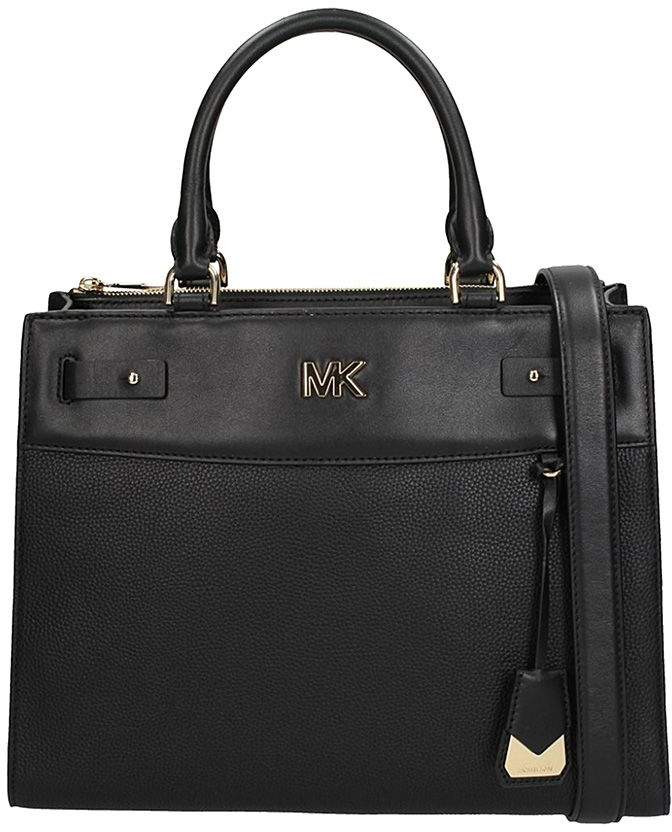 Michael Kors Black Grained Leather Shopping Bag - BLACK - STYLE