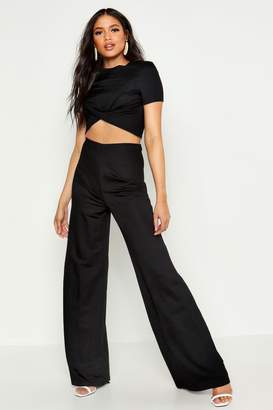 boohoo Tall Linen Look Wide Leg Pants