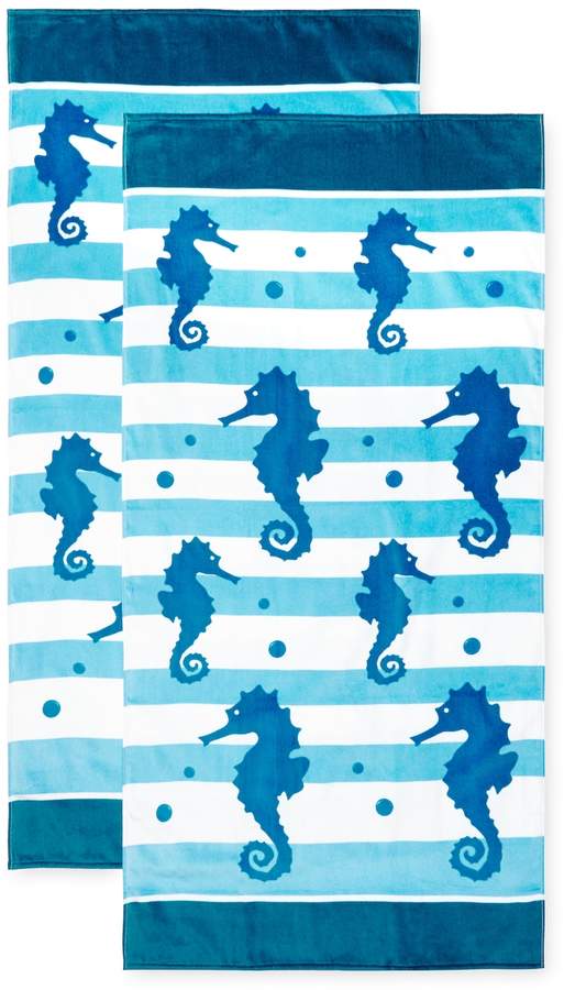 Dohler Seahorses Terry Velour Beach Towel (Set of 2)