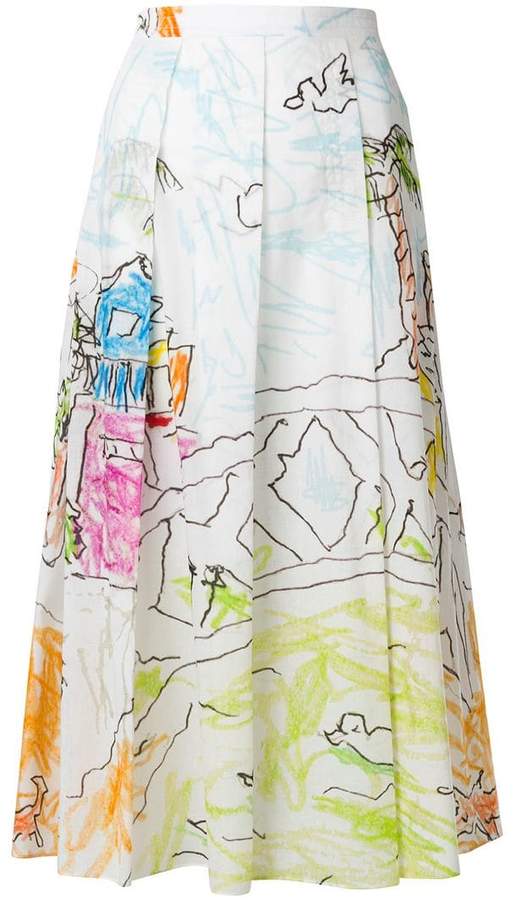 pleated illustrated skirt