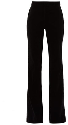 Gucci Flared Velvet Cotton Blend Trousers - Womens - Black