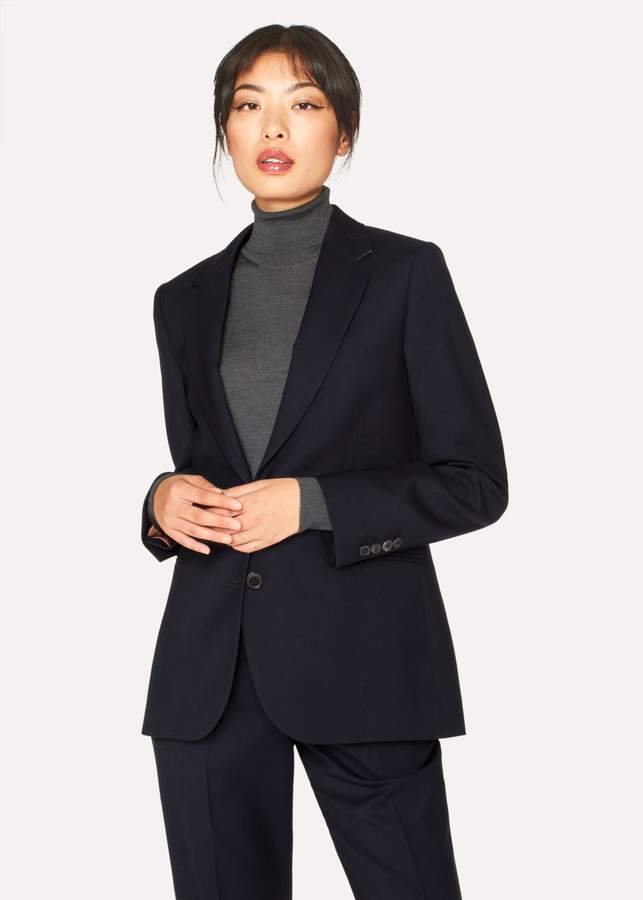 A Suit To Travel In - Women's Dark Navy Two-Button Wool Blazer